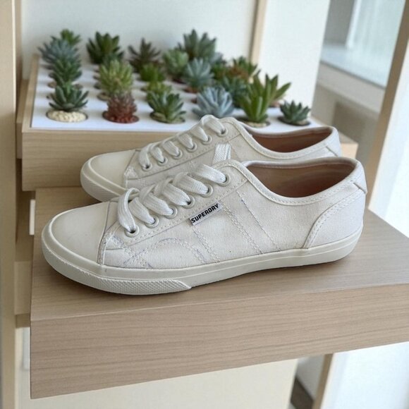 SUPERDRY Women's White Blue Stitch Sneakers Size 6 NEW NWOB - Picture 1 of 13